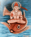 Matsyendra riding the fish